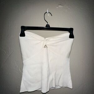 Abercrombie and Fitch White Knotted Women's Crop Top